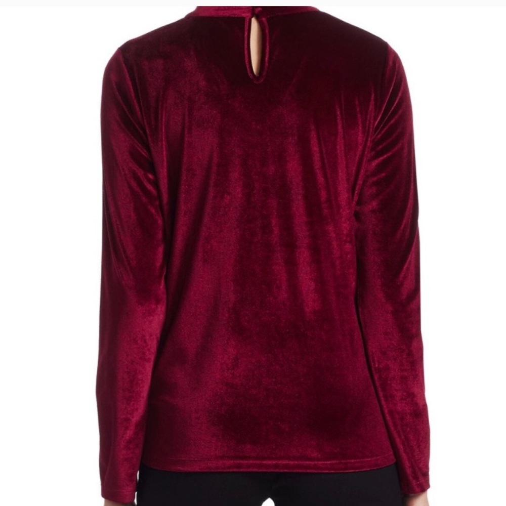 Scripted S classic Maroon Velvet Mock Neck - Picture 3 of 3
